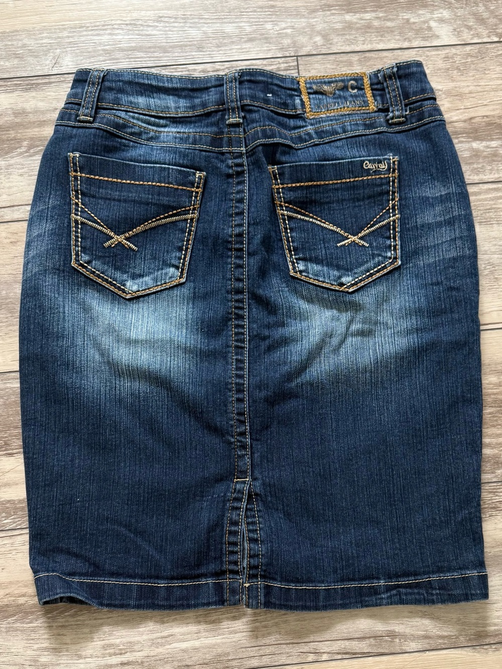 Womens Carreli Classic Dark Blue Denim Pencil Skirt - Picture 2 of 5